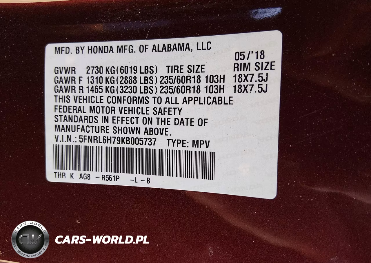 2019 Honda Odyssey Ex-L VIN:5FNRL6H79KB005737 - 9
