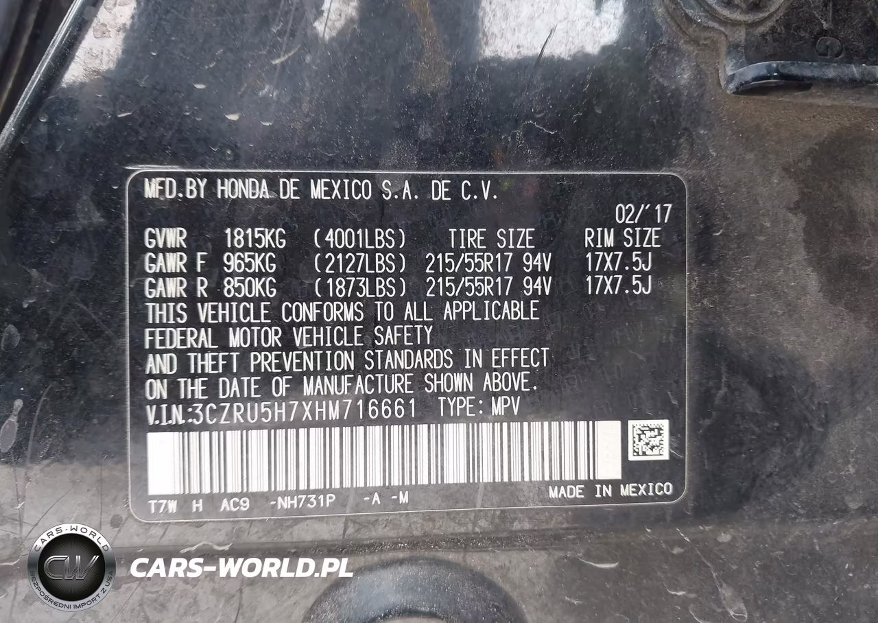 2017 Honda Hr-V Ex-L VIN:3CZRU5H7XHM716661 - 9