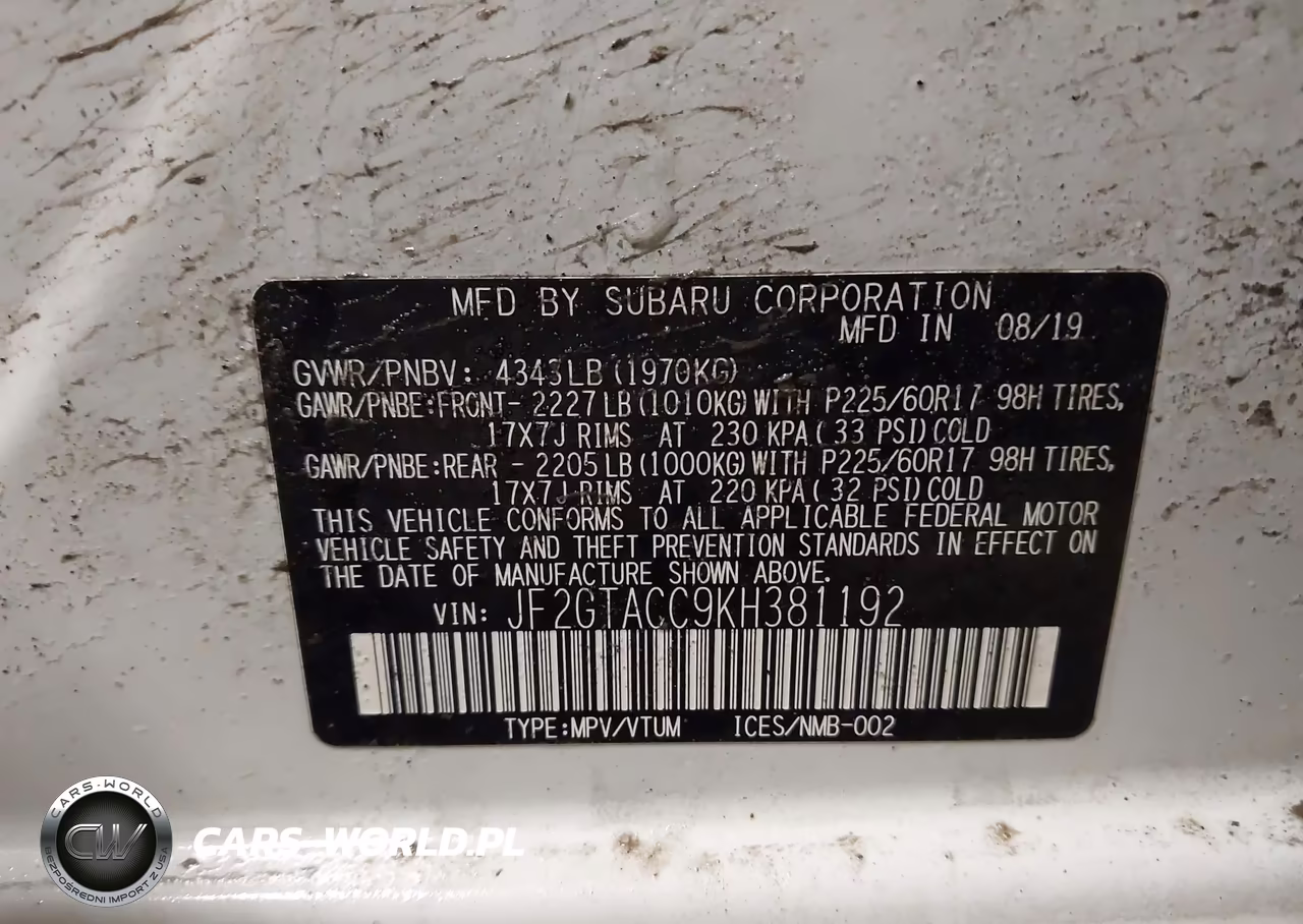 2019 Subaru Crosstrek 2.0I Premium VIN:JF2GTACC9KH381192 - 9