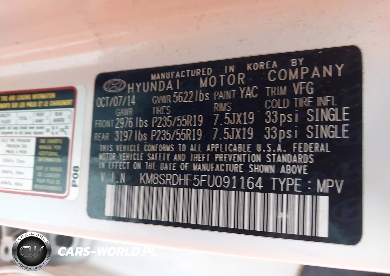 2015 Hyundai Santa Fe Gls VIN:KM8SRDHF5FU091164 - 9