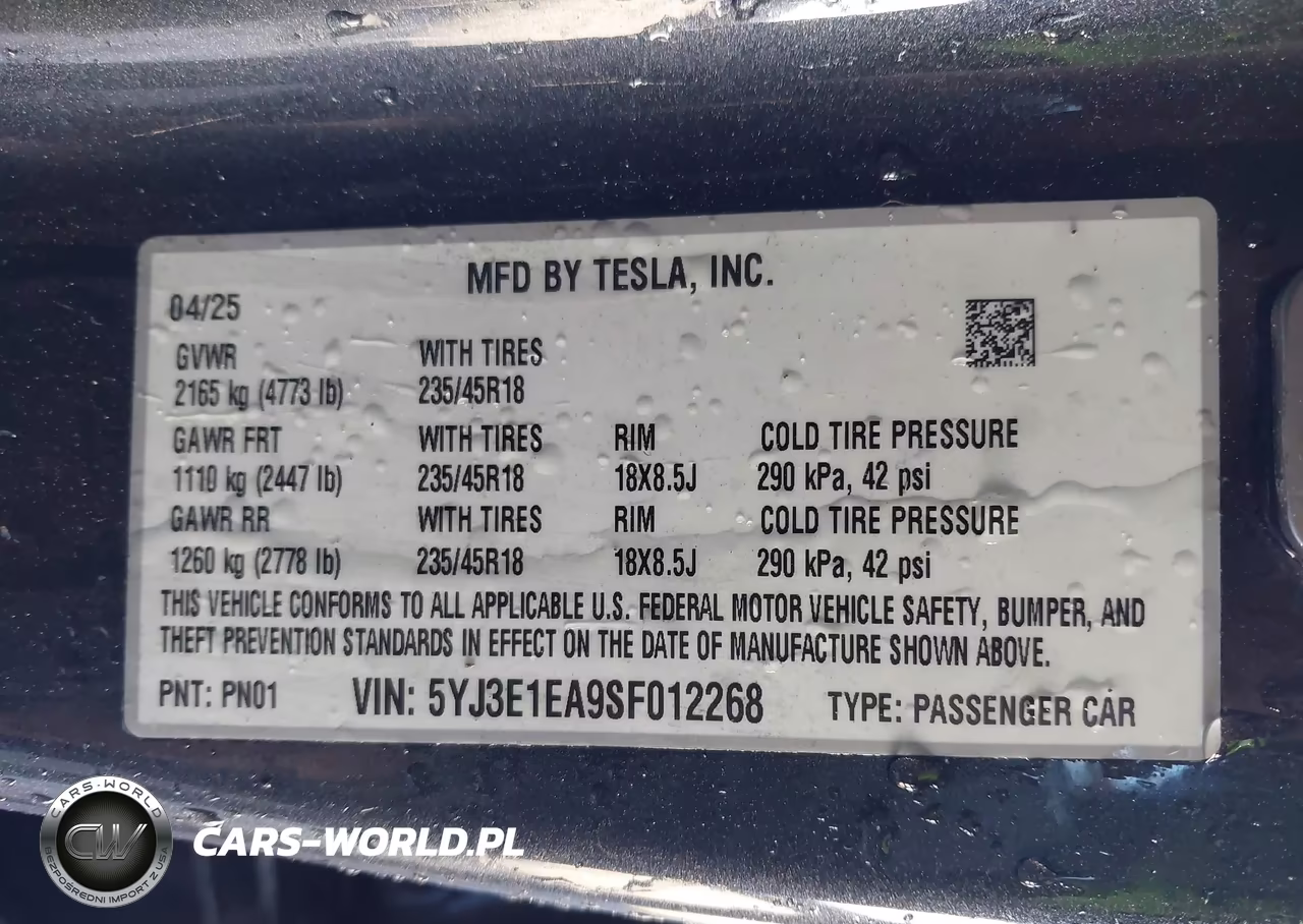 2025 Tesla Model 3 Long Range Rear-Wheel Drive-Standard Rear-Wheel Drive VIN:5YJ3E1EA9SF012268 - 9
