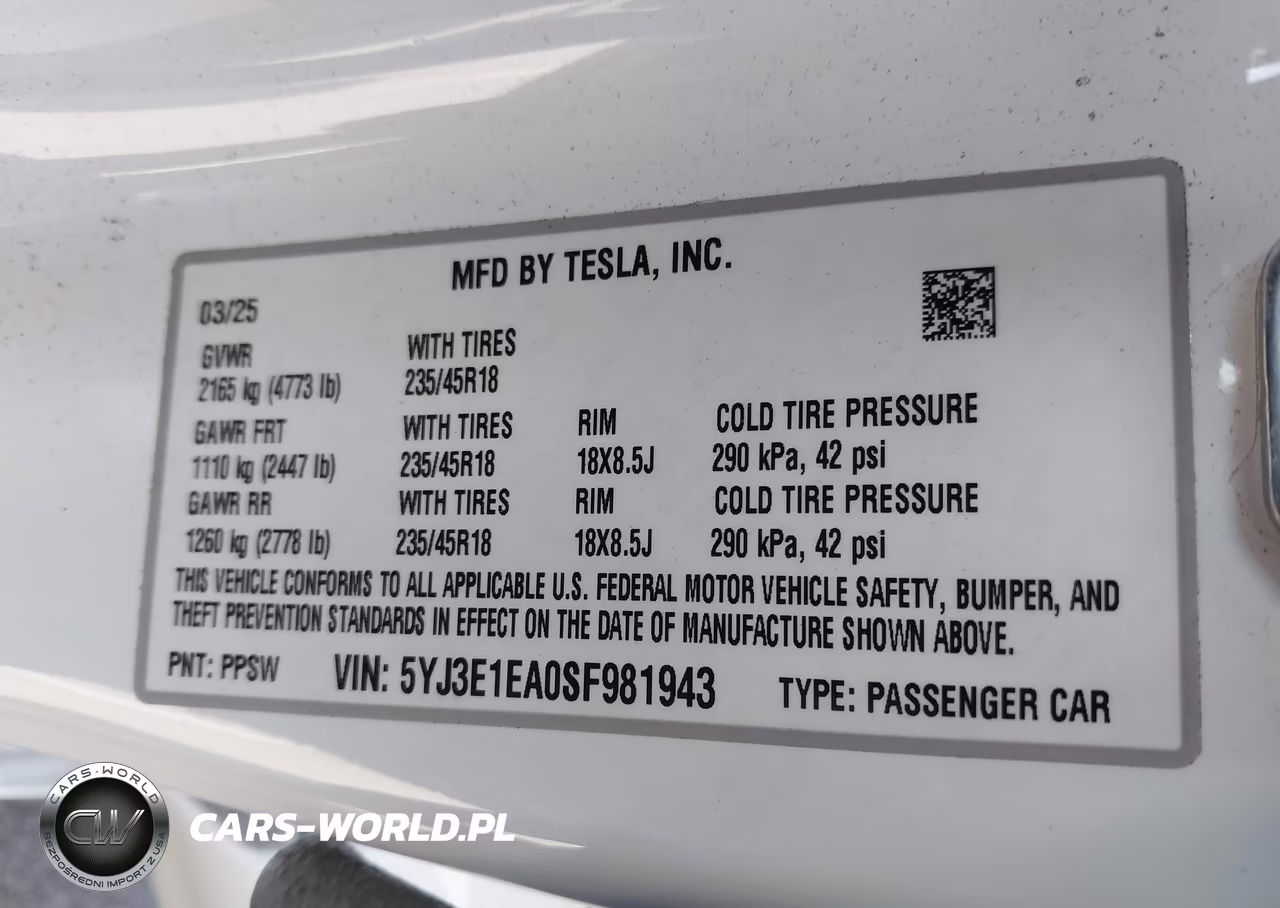 2025 Tesla Model 3 Long Range Rear-Wheel Drive-Standard Rear-Wheel Drive VIN:5YJ3E1EA0SF981943 - 9