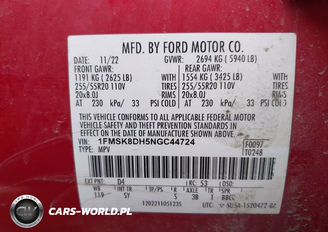 2022 Ford Explorer Xlt VIN:1FMSK8DH5NGC44724 - 9