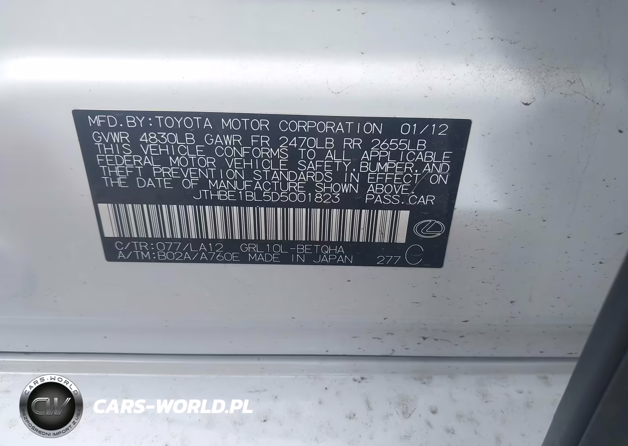 2013 Lexus Gs 350 VIN:JTHBE1BL5D5001823 - 9