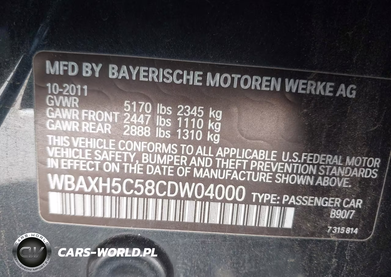 2012 BMW 528I xDrive VIN:WBAXH5C58CDW04000 - 9