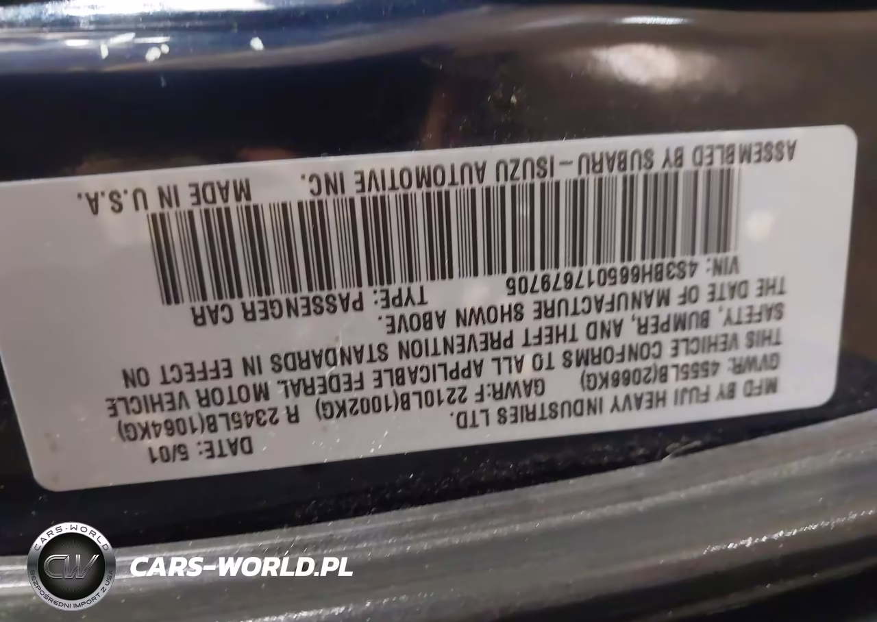 2001 Subaru Outback VIN:4S3BH665017679705 - 9