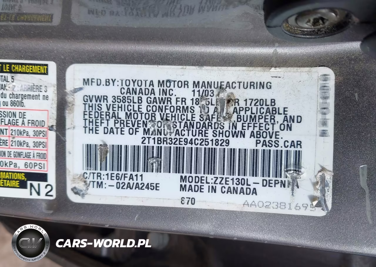 2004 Toyota Corolla Le VIN:2T1BR32E94C251829 - 9