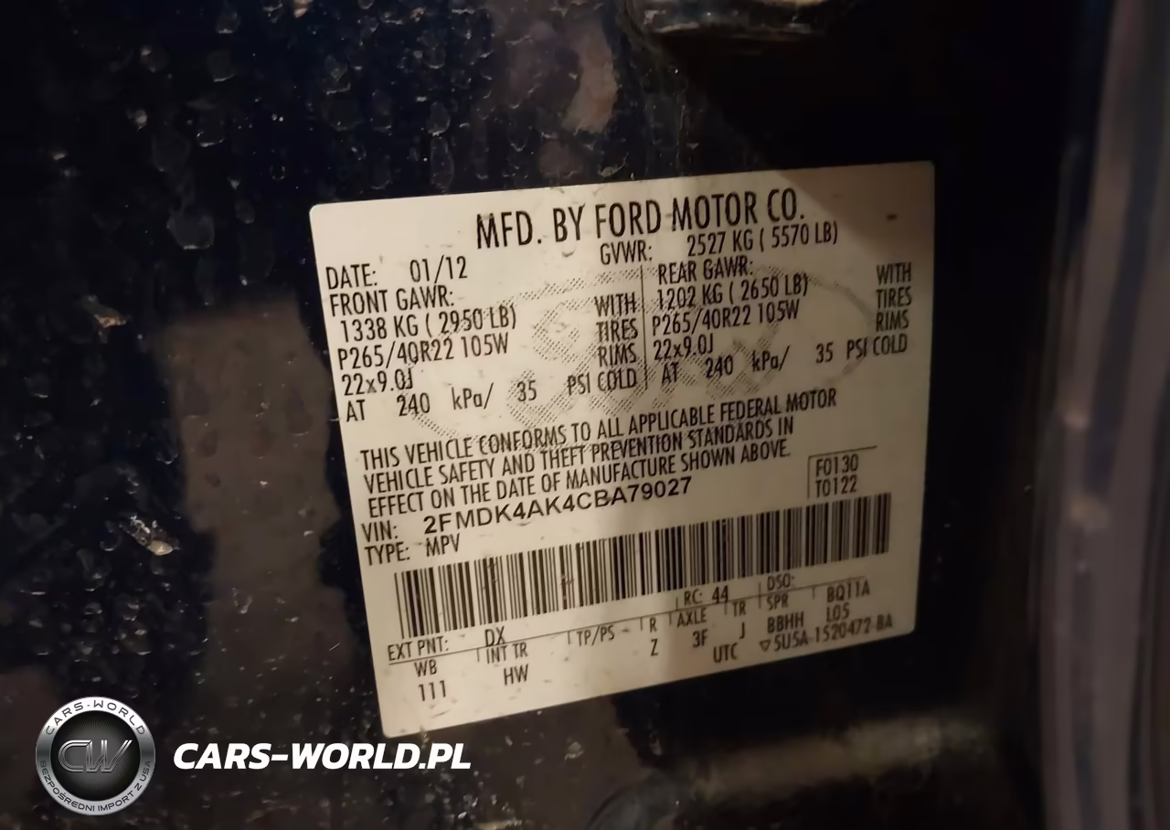 2012 Ford Edge Sport VIN:2FMDK4AK4CBA79027 - 9