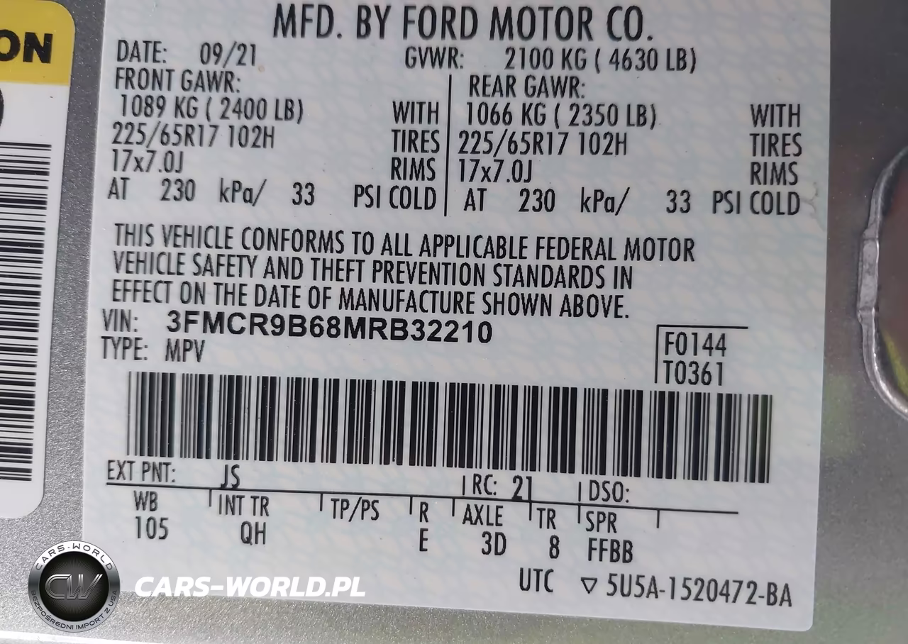 2021 Ford Bronco Sport Big Bend VIN:3FMCR9B68MRB32210 - 9