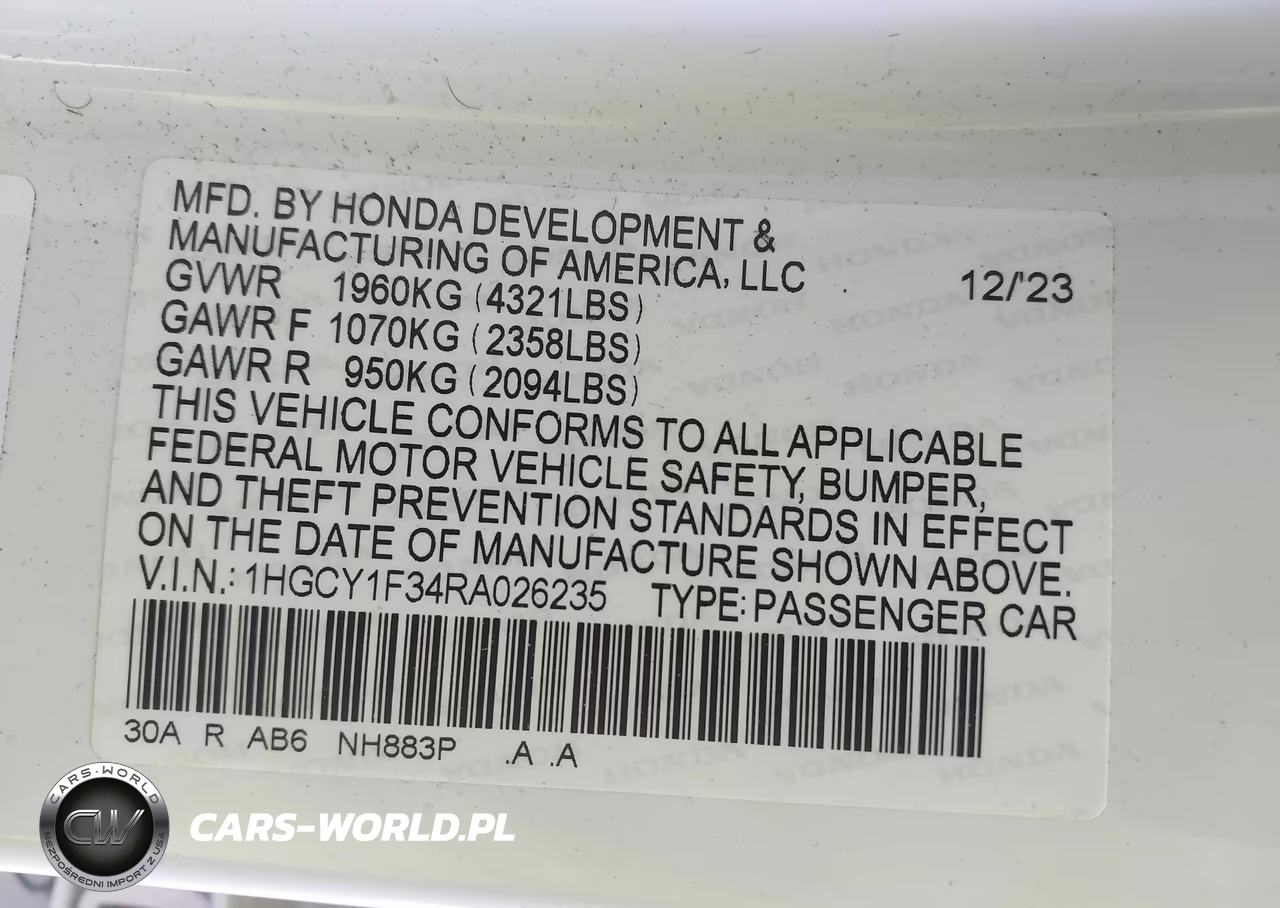 2024 Honda Accord Ex VIN:1HGCY1F34RA026235 - 9