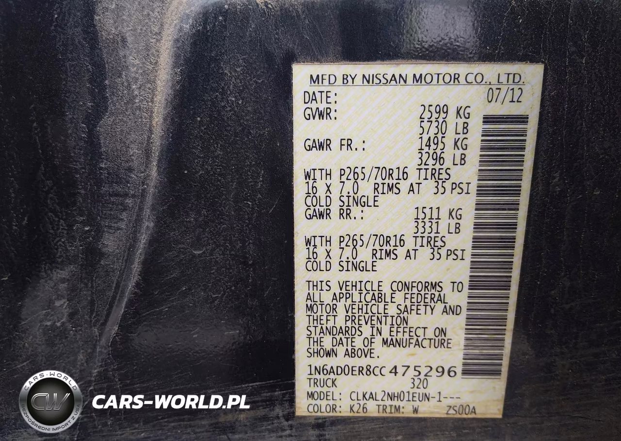 2012 Nissan Frontier Sv VIN:1N6AD0ER8CC475296 - 9