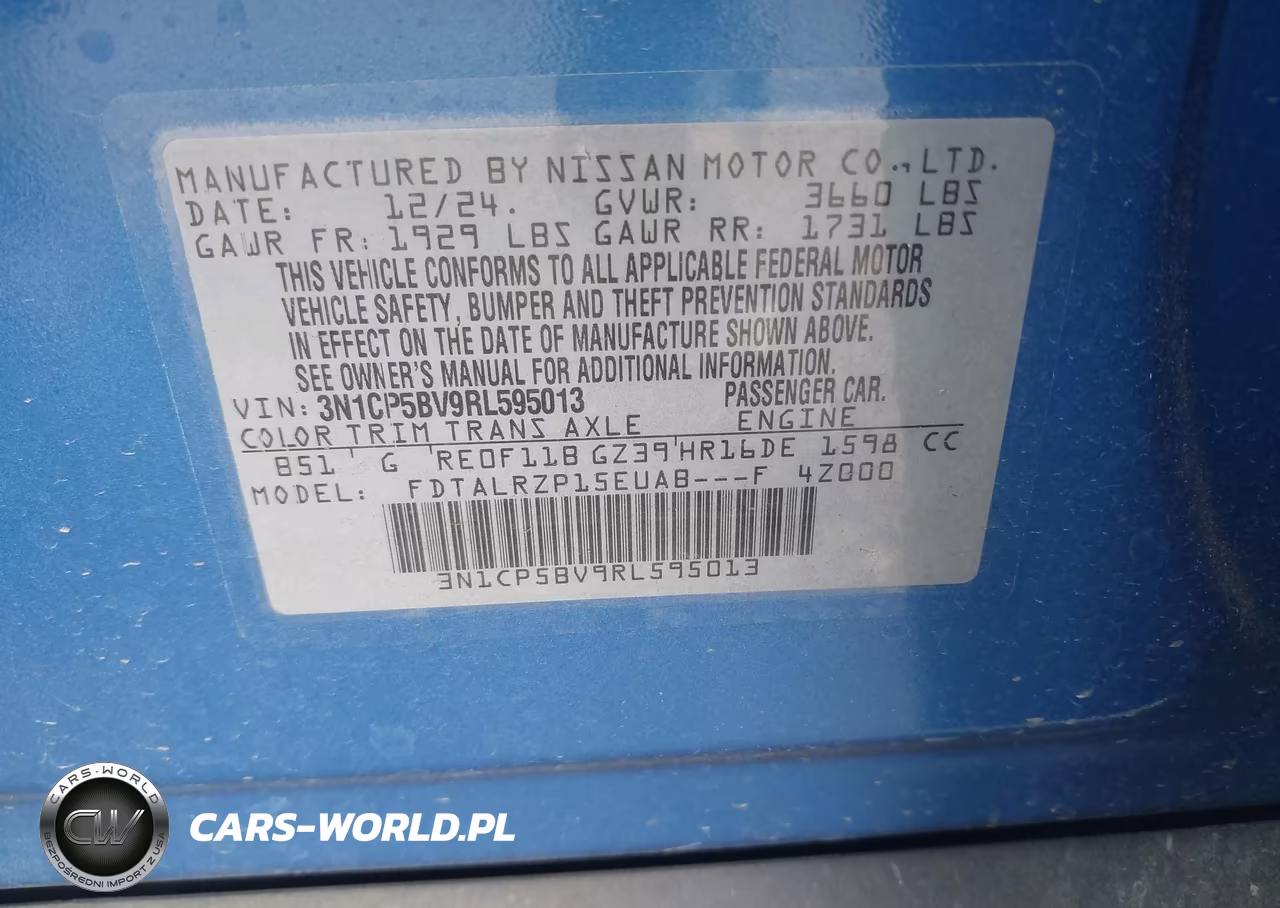 2024 Nissan Kicks S Xtronic Cvt VIN:3N1CP5BV9RL595013 - 9