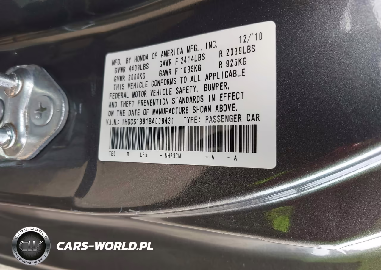 2011 Honda Accord 2.4 Ex-L VIN:1HGCS1B81BA008431 - 9