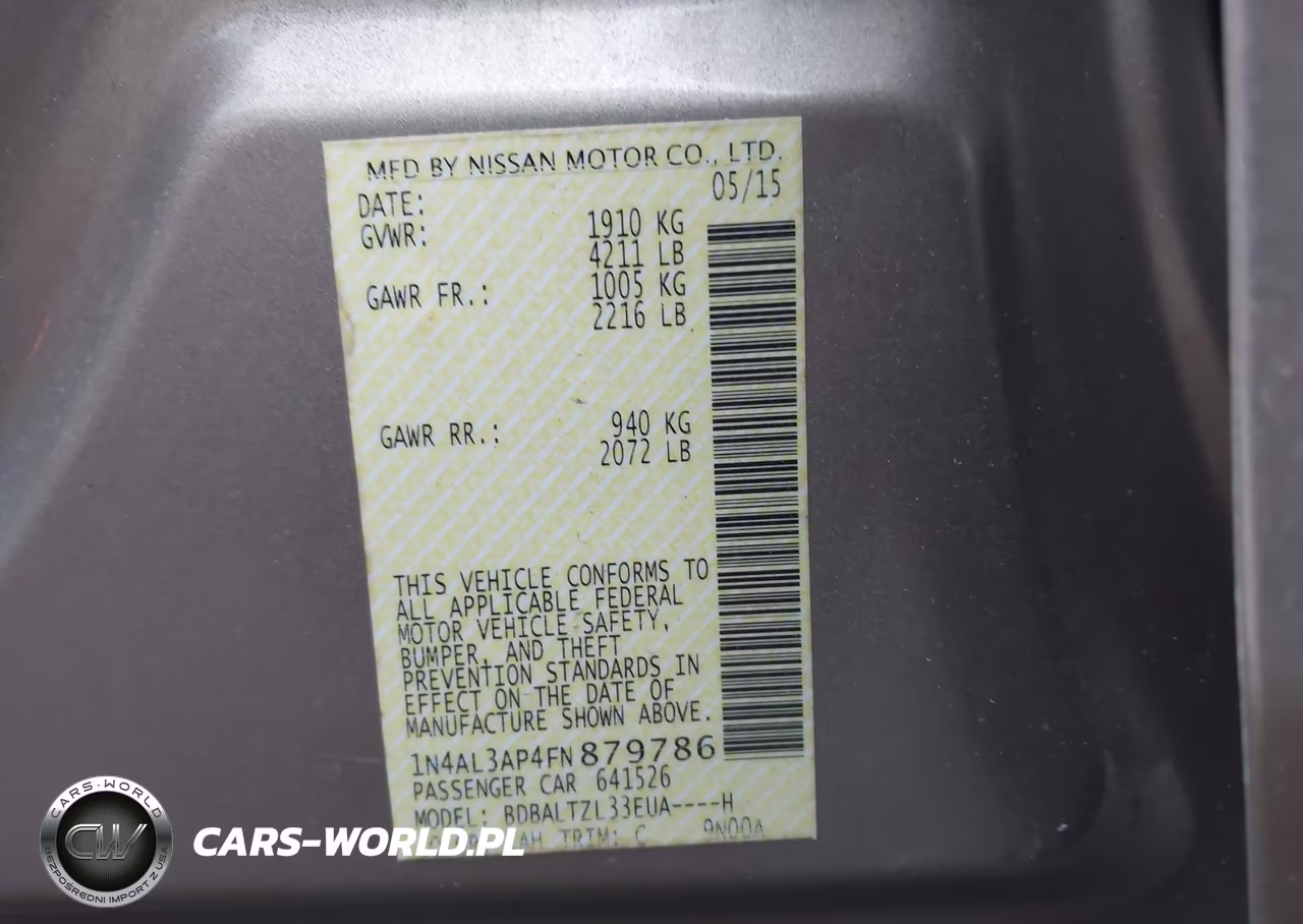 2015 Nissan Altima 2.5 Sl VIN:1N4AL3AP4FN879786 - 9
