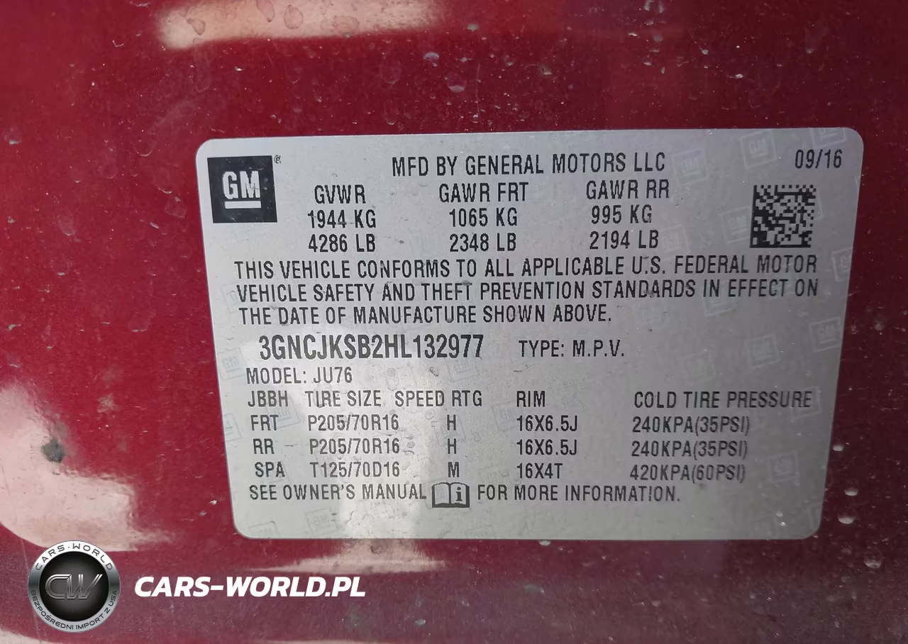 2017 Chevrolet Trax Ls VIN:3GNCJKSB2HL132977 - 9