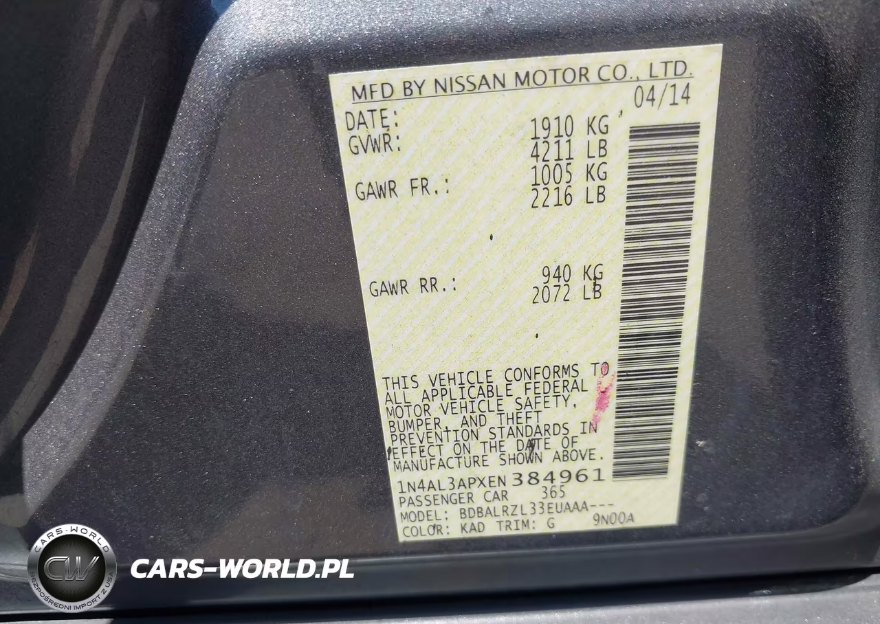 2014 Nissan Altima 2.5 S VIN:1N4AL3APXEN384961 - 9