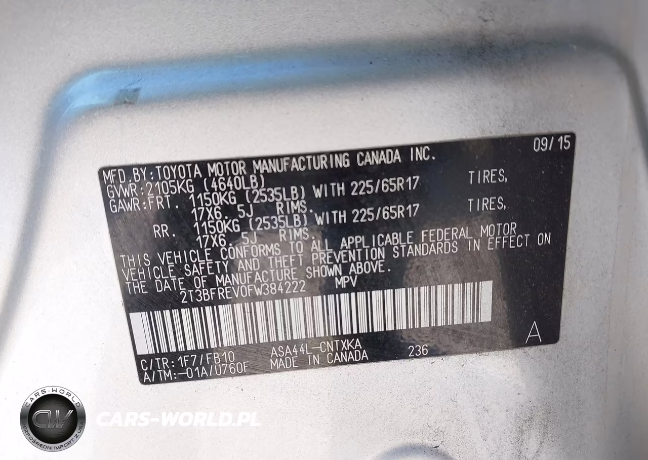 2015 Toyota Rav4 Le VIN:2T3BFREV0FW384222 - 9