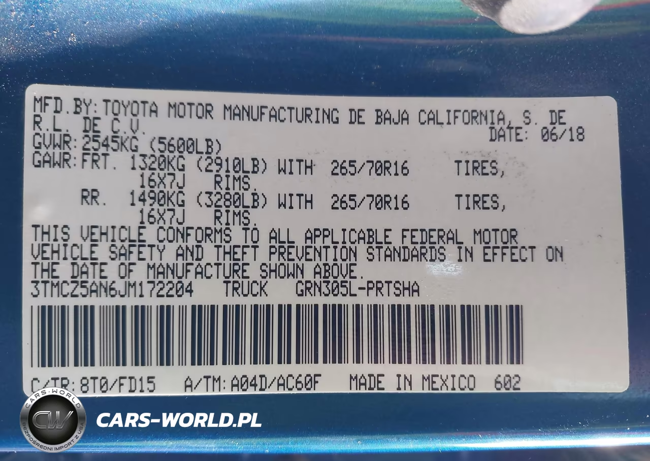 2018 Toyota Tacoma Trd Off Road VIN:3TMCZ5AN6JM172204 - 9