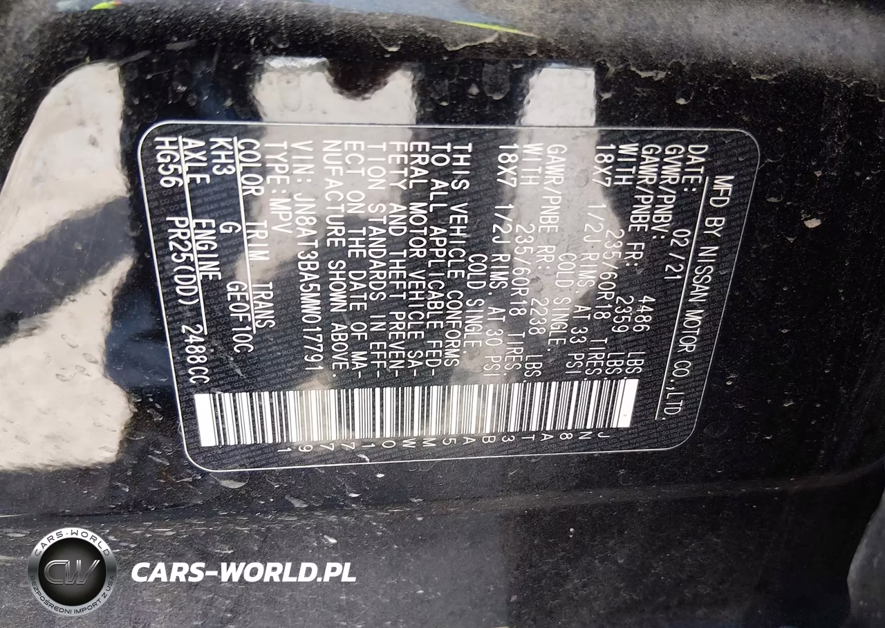 2021 Nissan Rogue Sv Fwd VIN:JN8AT3BA5MW017791 - 9