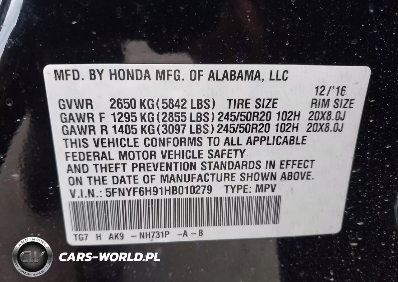 2017 Honda Pilot Touring VIN:5FNYF6H91HB010279 - 9