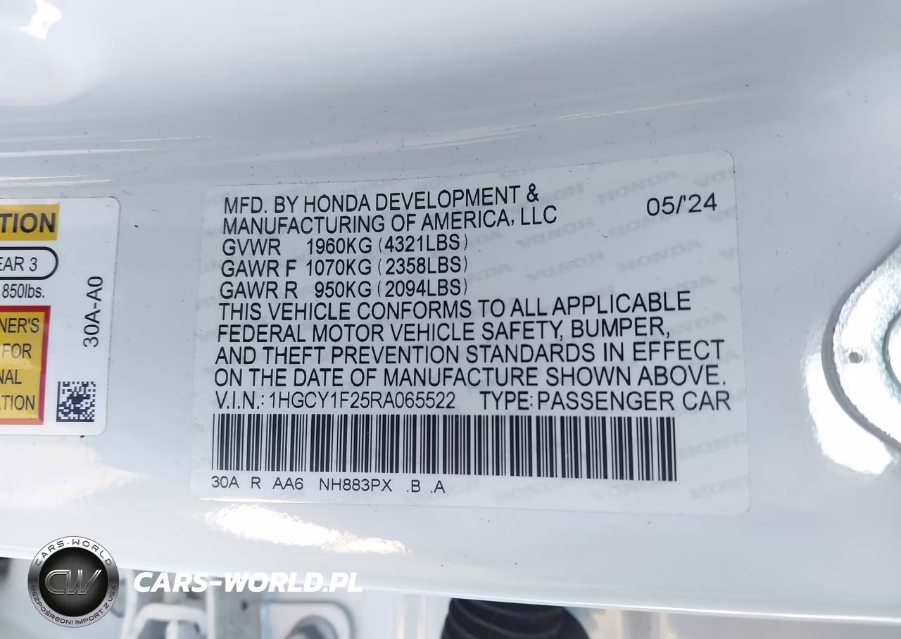 2024 Honda Accord Lx VIN:1HGCY1F25RA065522 - 9