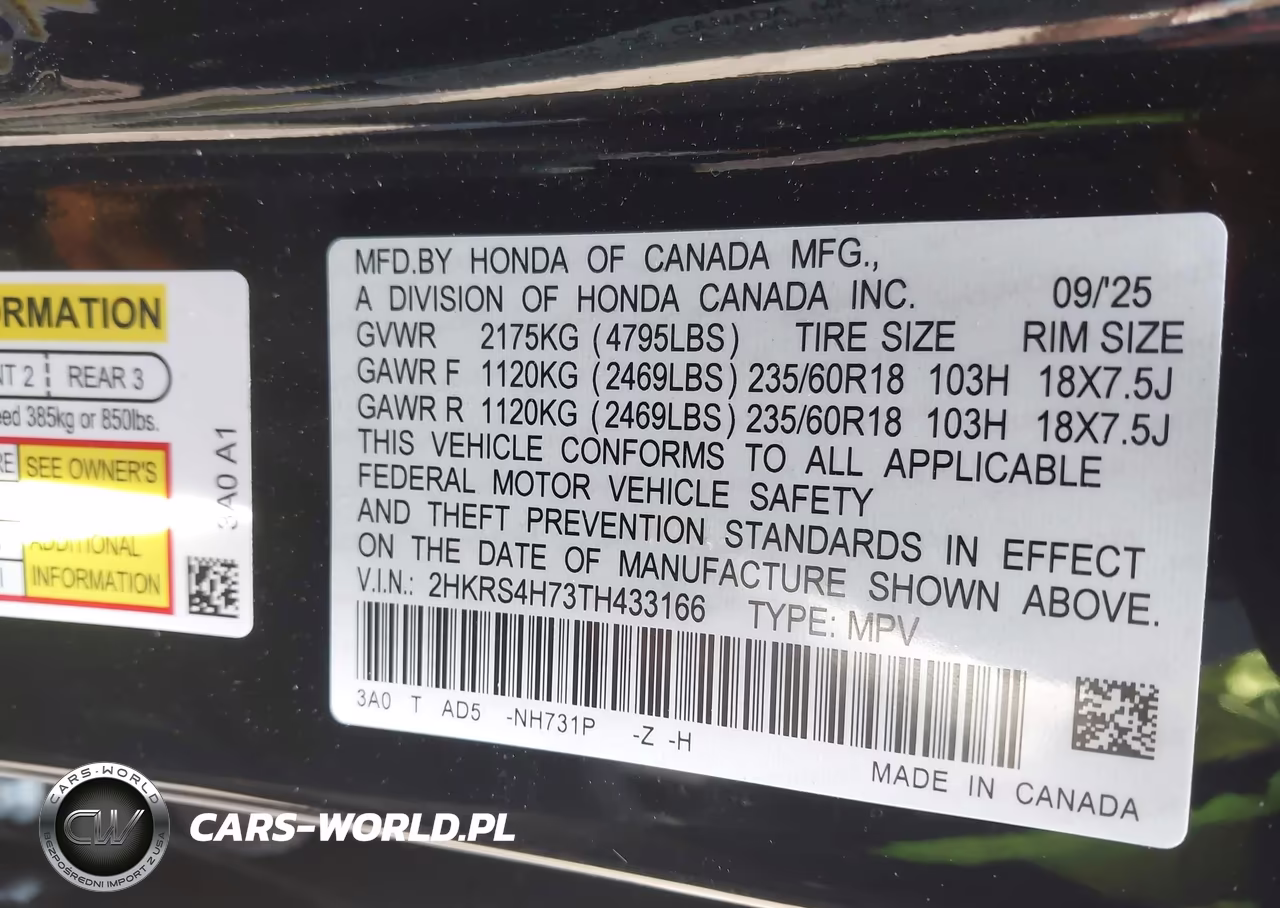 2026 Honda Cr-V Ex-L Awd VIN:2HKRS4H73TH433166 - 9