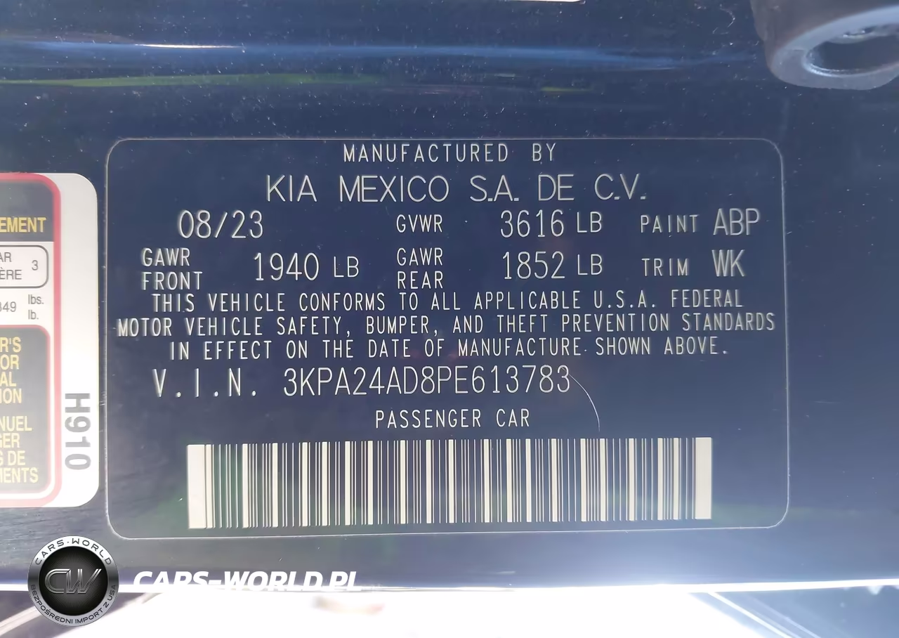 2023 Kia Rio Lx VIN:3KPA24AD8PE613783 - 9