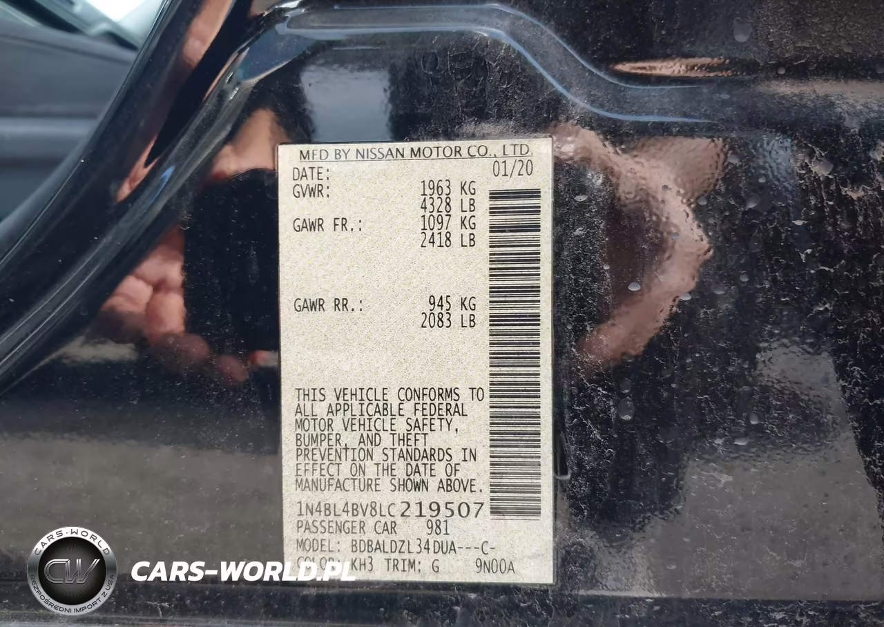2020 Nissan Altima S Fwd VIN:1N4BL4BV8LC219507 - 9