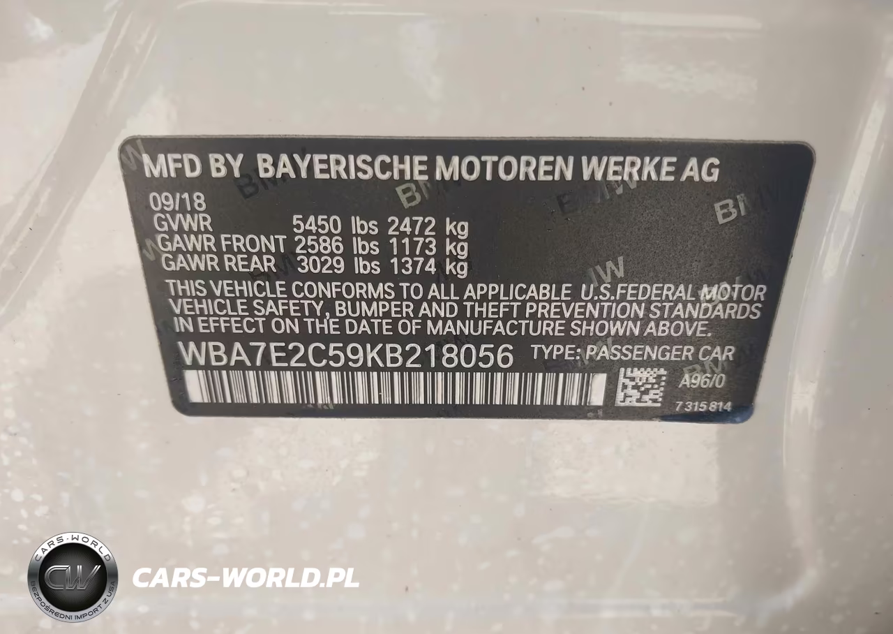 2019 BMW 740I VIN:WBA7E2C59KB218056 - 9