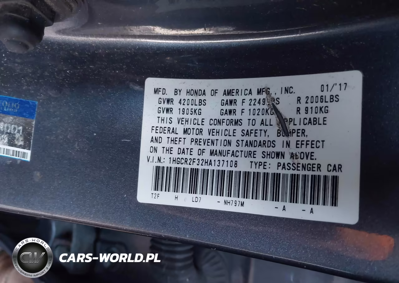 2017 Honda Accord Lx VIN:1HGCR2F32HA137108 - 9