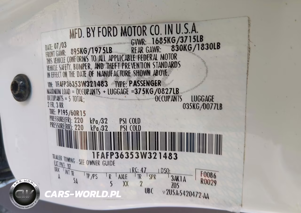 2003 Ford Focus Se-Ztw VIN:1FAFP36353W321483 - 9