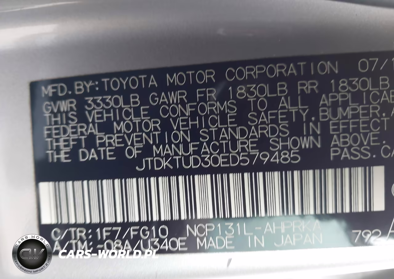 2014 Toyota Yaris Le (Tmc-Cbu Plant) VIN:JTDKTUD30ED579485 - 9