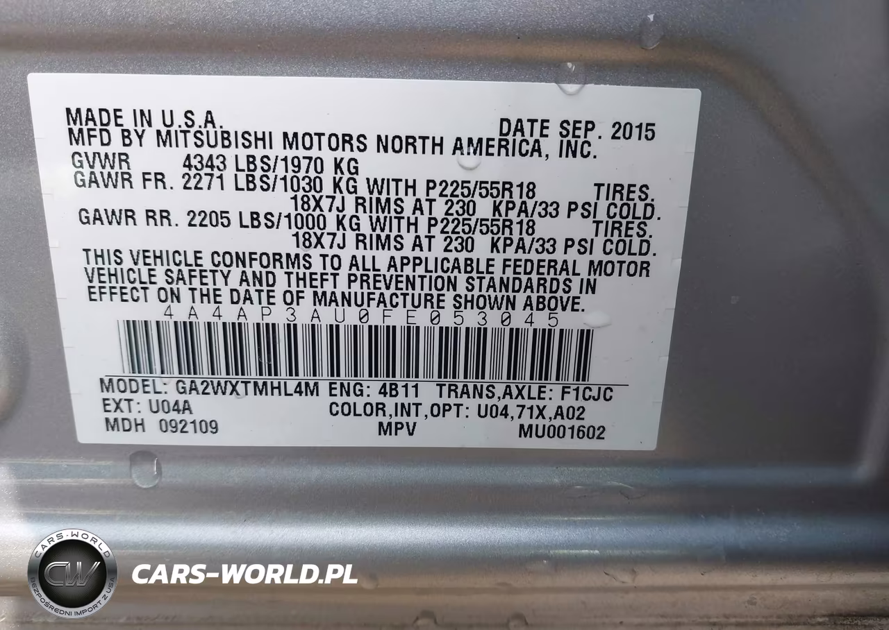2015 Mitsubishi Outlander Sport Es VIN:4A4AP3AU0FE053045 - 9
