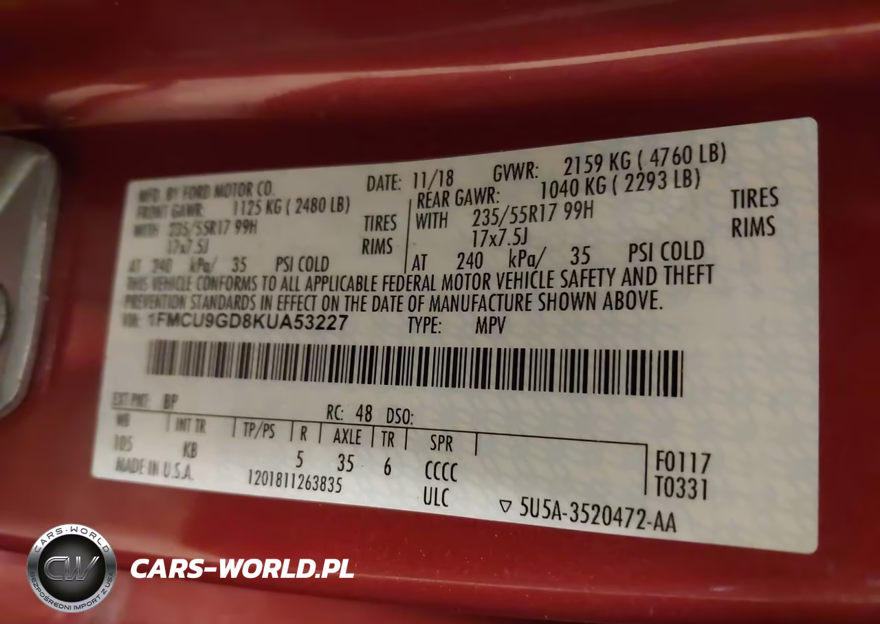 2019 Ford Escape Se VIN:1FMCU9GD8KUA53227 - 9