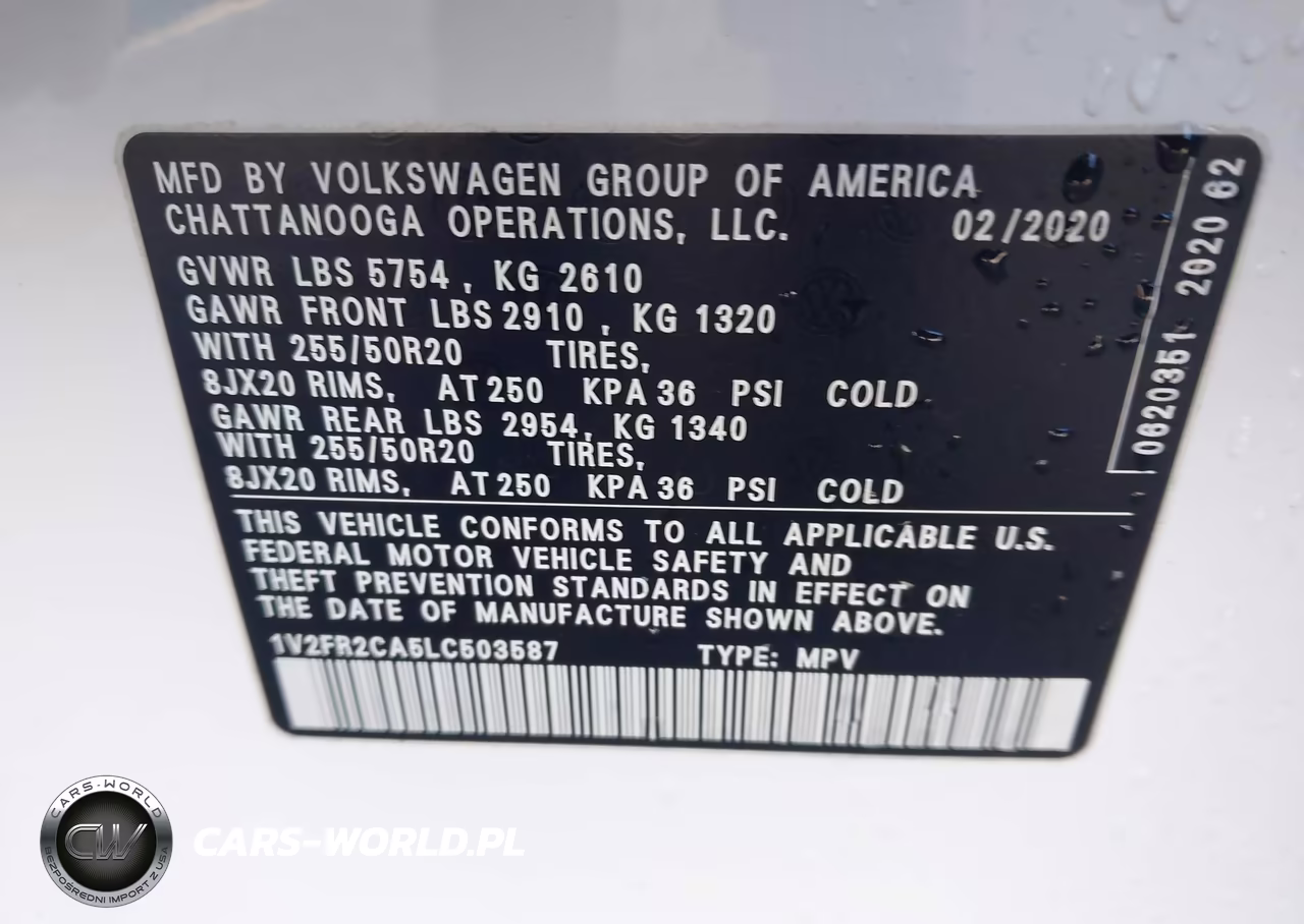 2020 Volkswagen Atlas 3.6L V6 Se W-Technology R-Line VIN:1V2FR2CA5LC503587 - 9