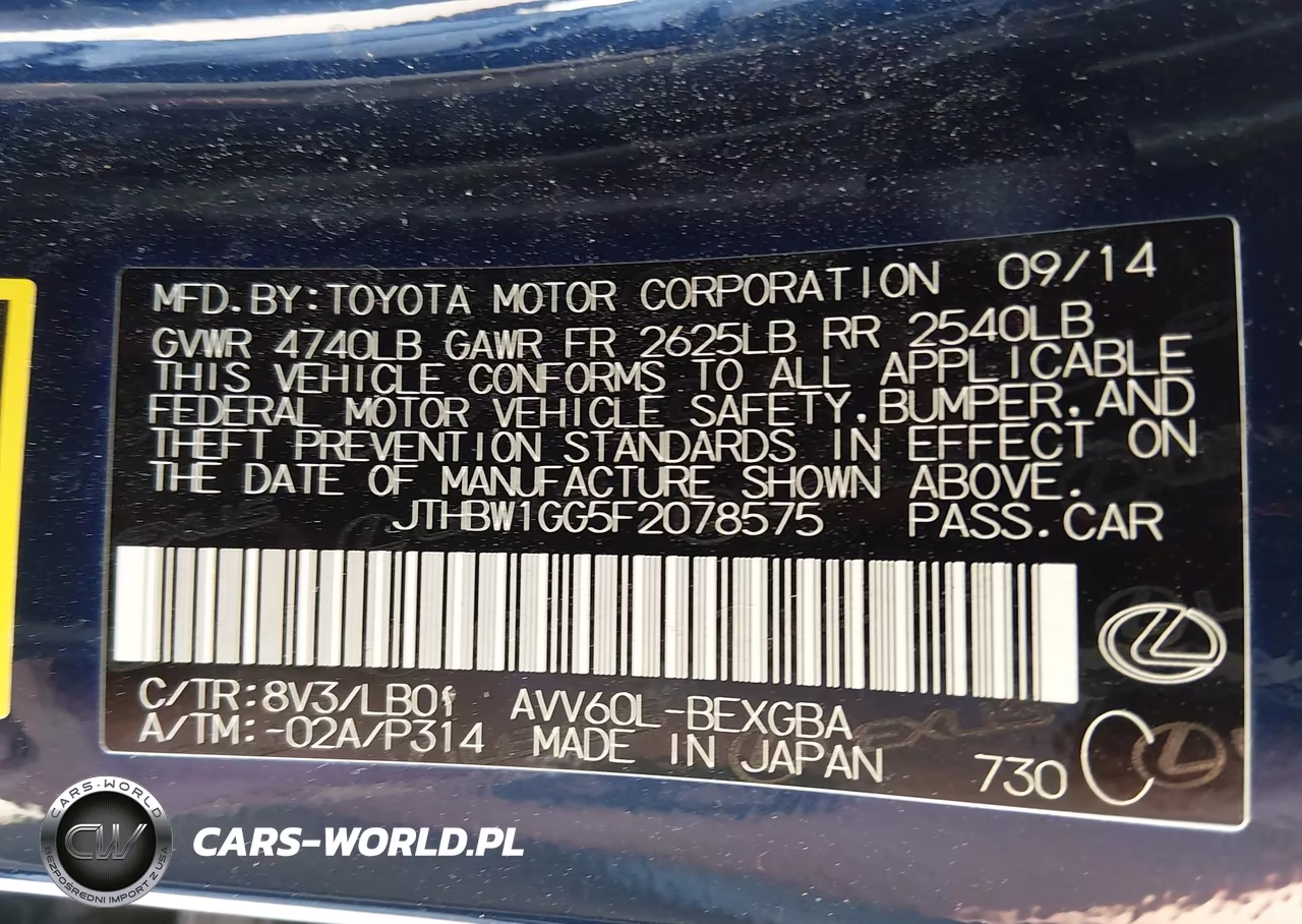 2015 Lexus Es 300H VIN:JTHBW1GG5F2078575 - 9