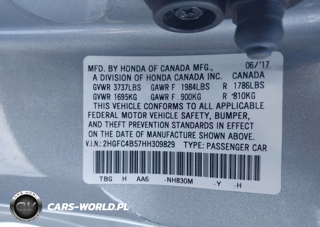 2017 Honda Civic Lx VIN:2HGFC4B57HH309829 - 9
