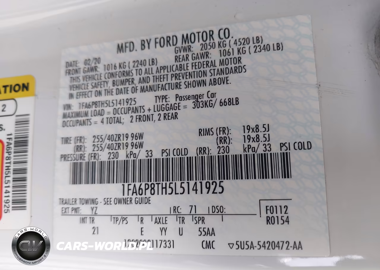2020 Ford Mustang VIN:1FA6P8TH5L5141925 - 9