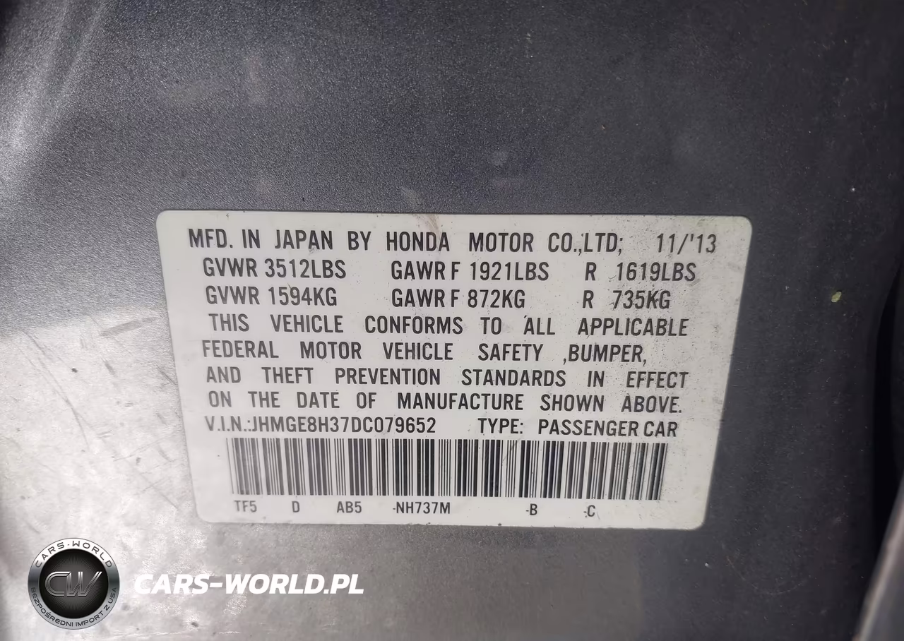 2013 Honda Fit VIN:JHMGE8H37DC079652 - 9