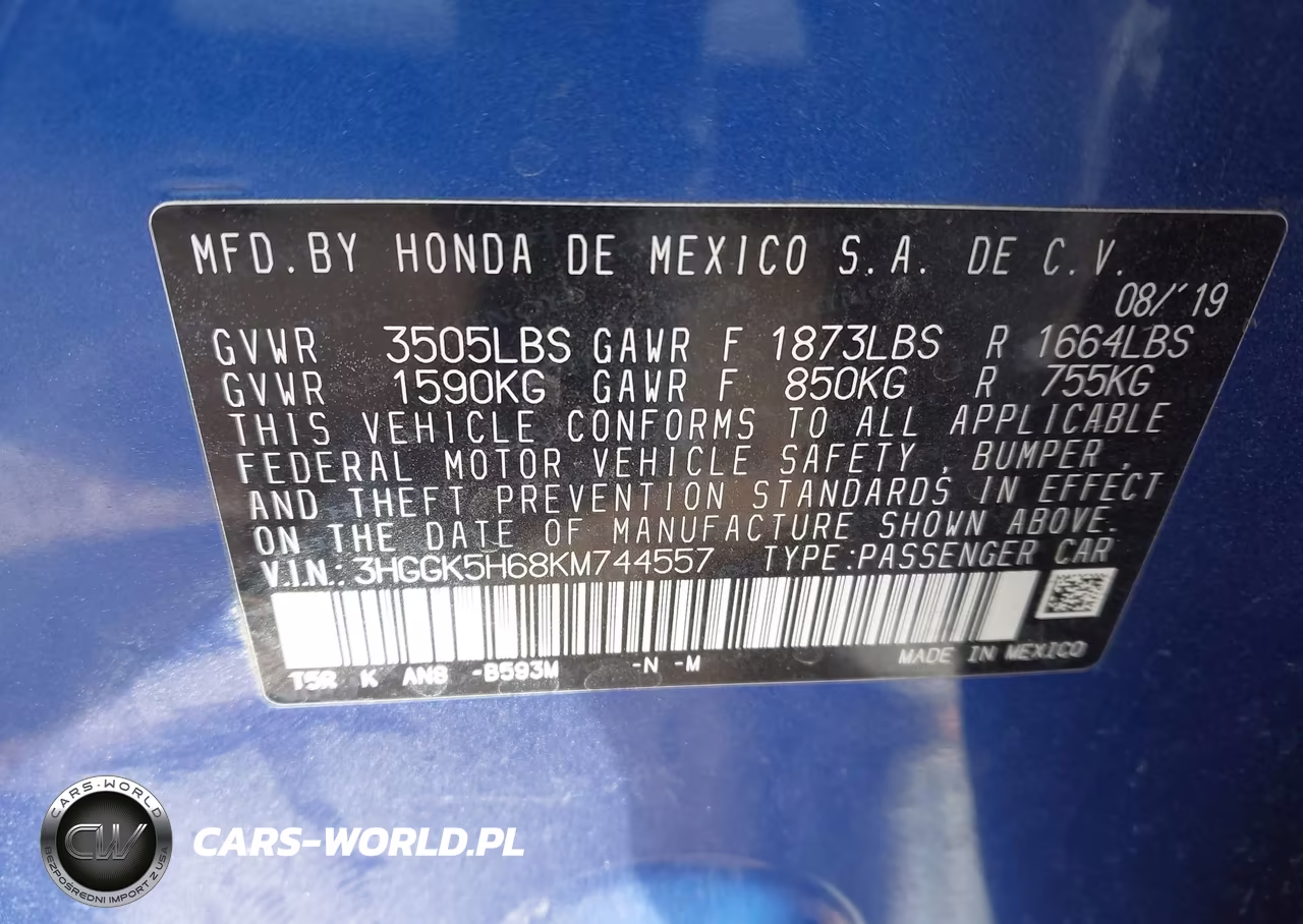 2019 Honda Fit Sport VIN:3HGGK5H68KM744557 - 9