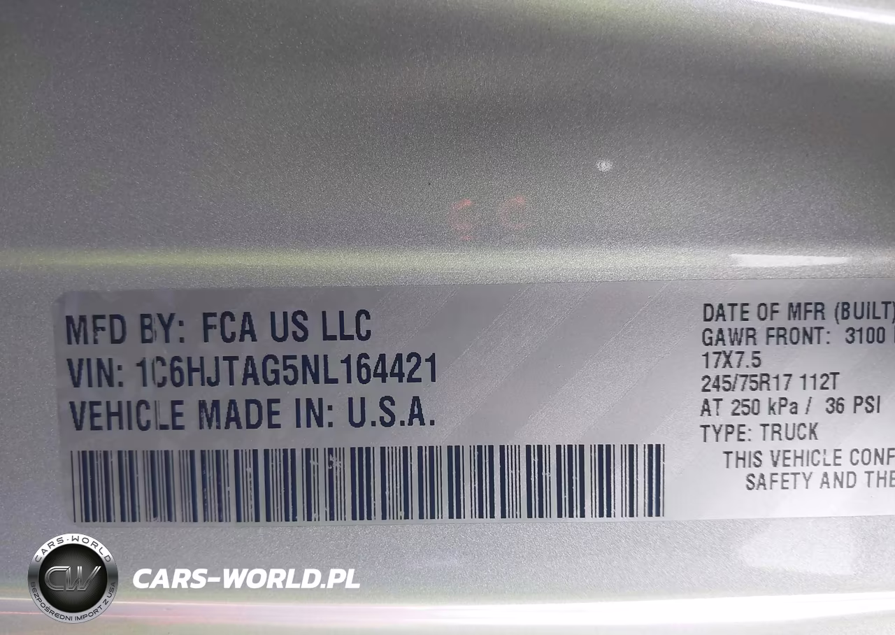 2022 Jeep Gladiator Altitude 4X4 VIN:1C6HJTAG5NL164421 - 9