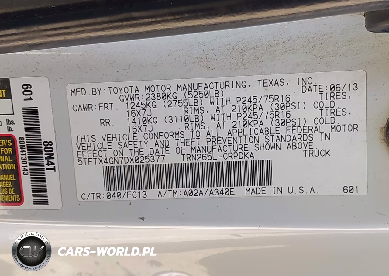 2013 Toyota Tacoma Prerunner VIN:5TFTX4GN7DX025377 - 9
