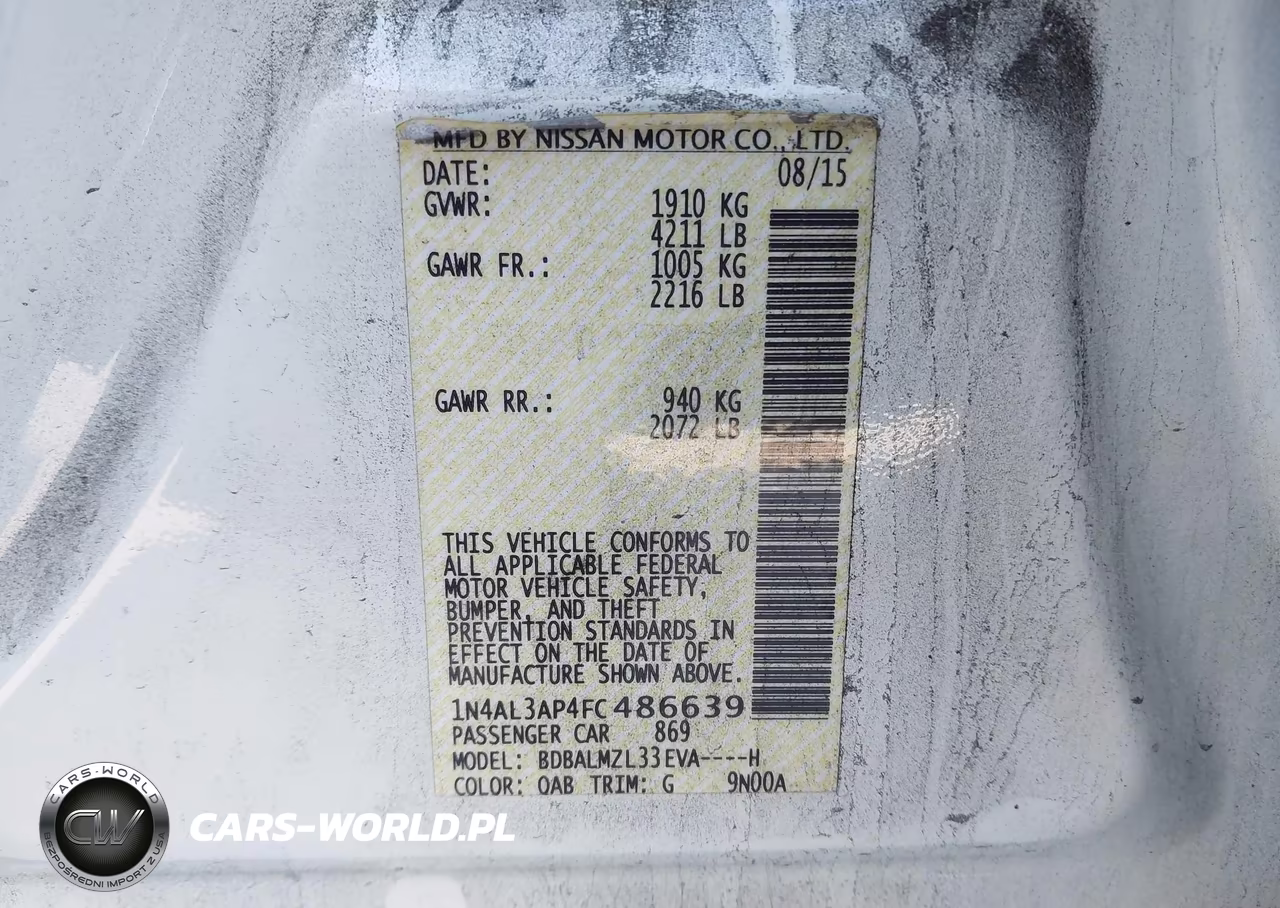 2015 Nissan Altima 2.5 Sv VIN:1N4AL3AP4FC486639 - 9