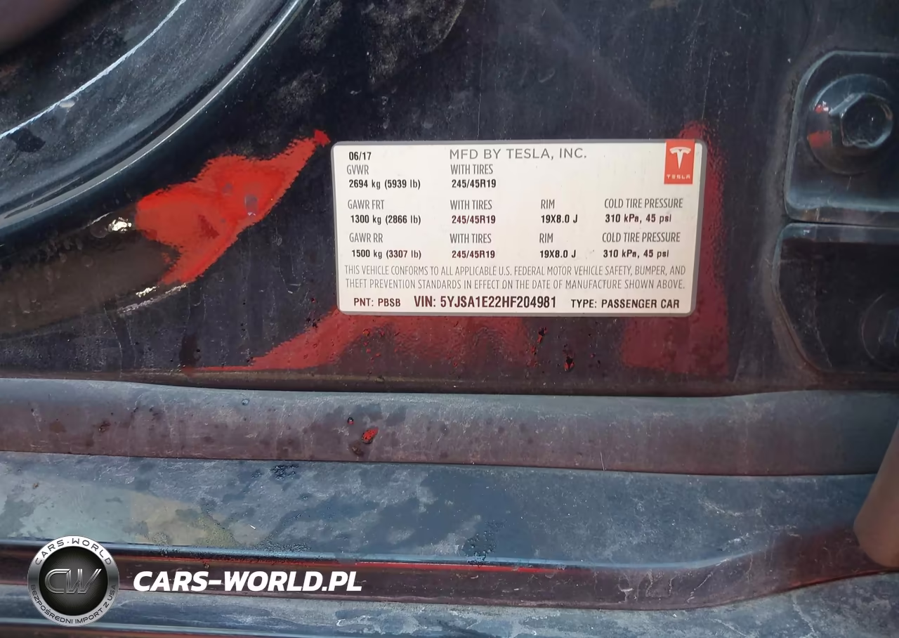 2017 Tesla Model S 100D-60D-75D-90D-P100D VIN:5YJSA1E22HF204981 - 9