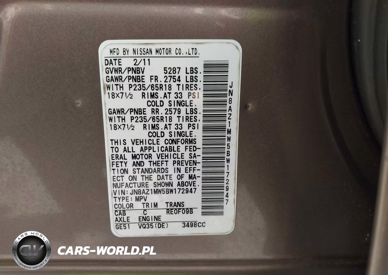 2011 Nissan Murano Sl VIN:JN8AZ1MW5BW172947 - 9