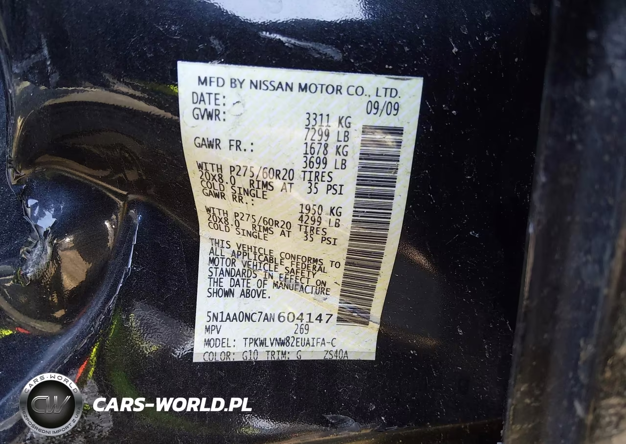 2010 Nissan Armada Platinum VIN:5N1AA0NC7AN604147 - 9