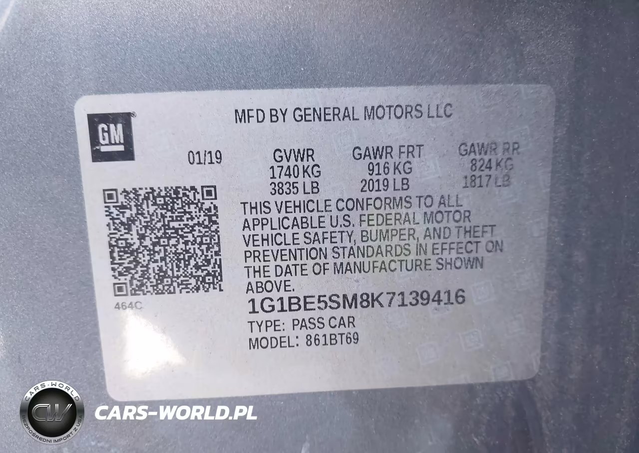 2019 Chevrolet Cruze Lt VIN:1G1BE5SM8K7139416 - 9