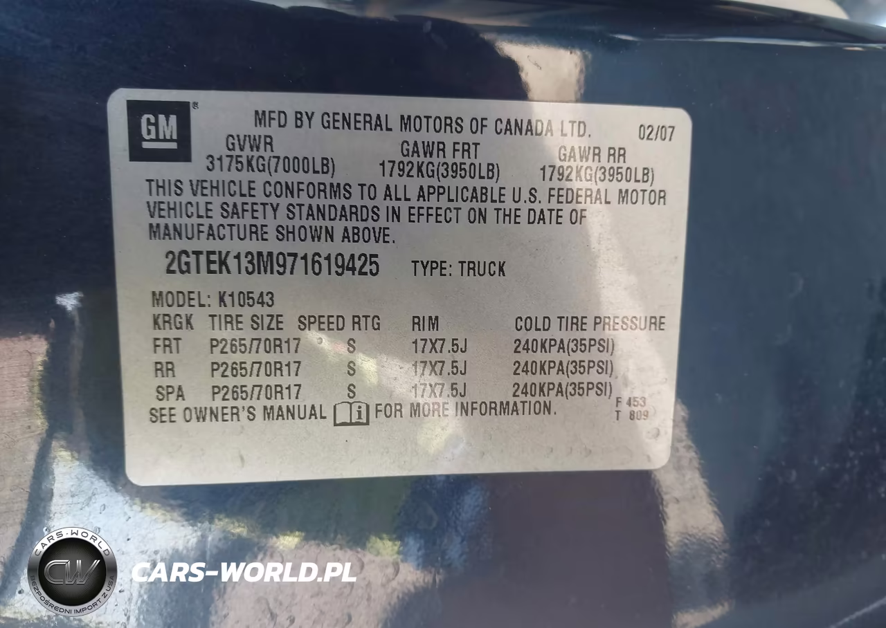 2007 GMC Sierra 1500 Sle2 VIN:2GTEK13M971619425 - 9