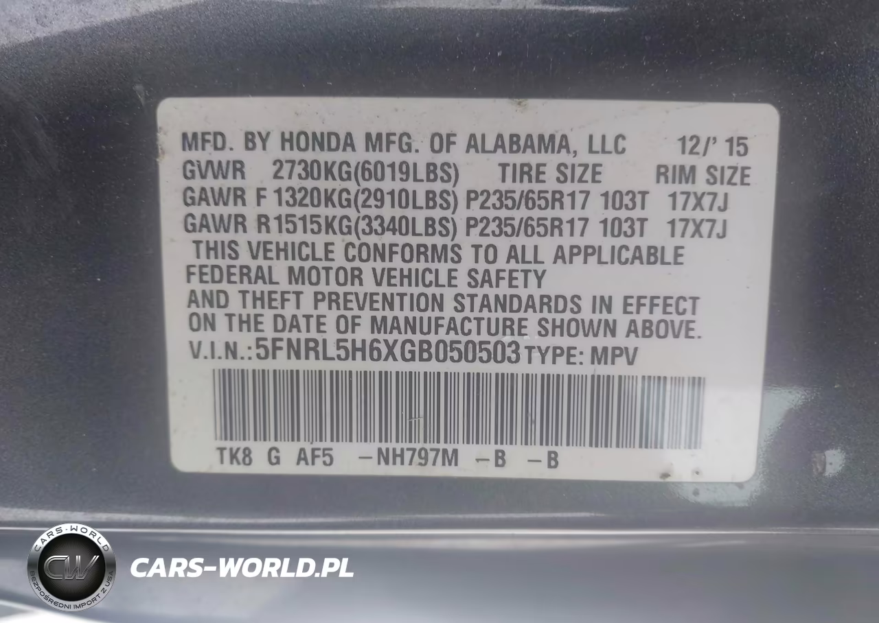 2016 Honda Odyssey Ex-L VIN:5FNRL5H6XGB050503 - 9