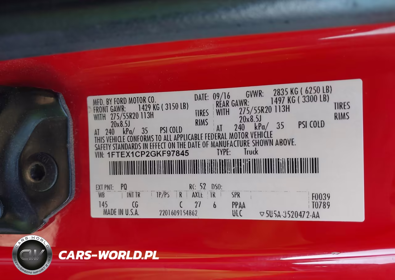 2016 Ford F-150 Xl VIN:1FTEX1CP2GKF97845 - 9